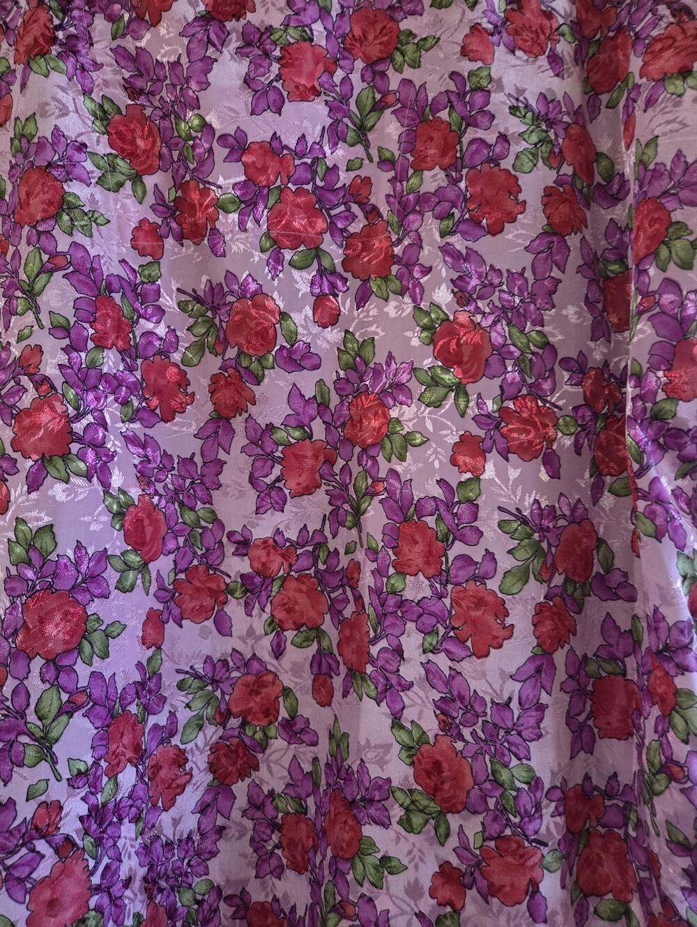 Vanity Fair Vintage 3-Piece Set Floral Satin Robe Nightgown & Padded Hanger M - Picture 7 of 9